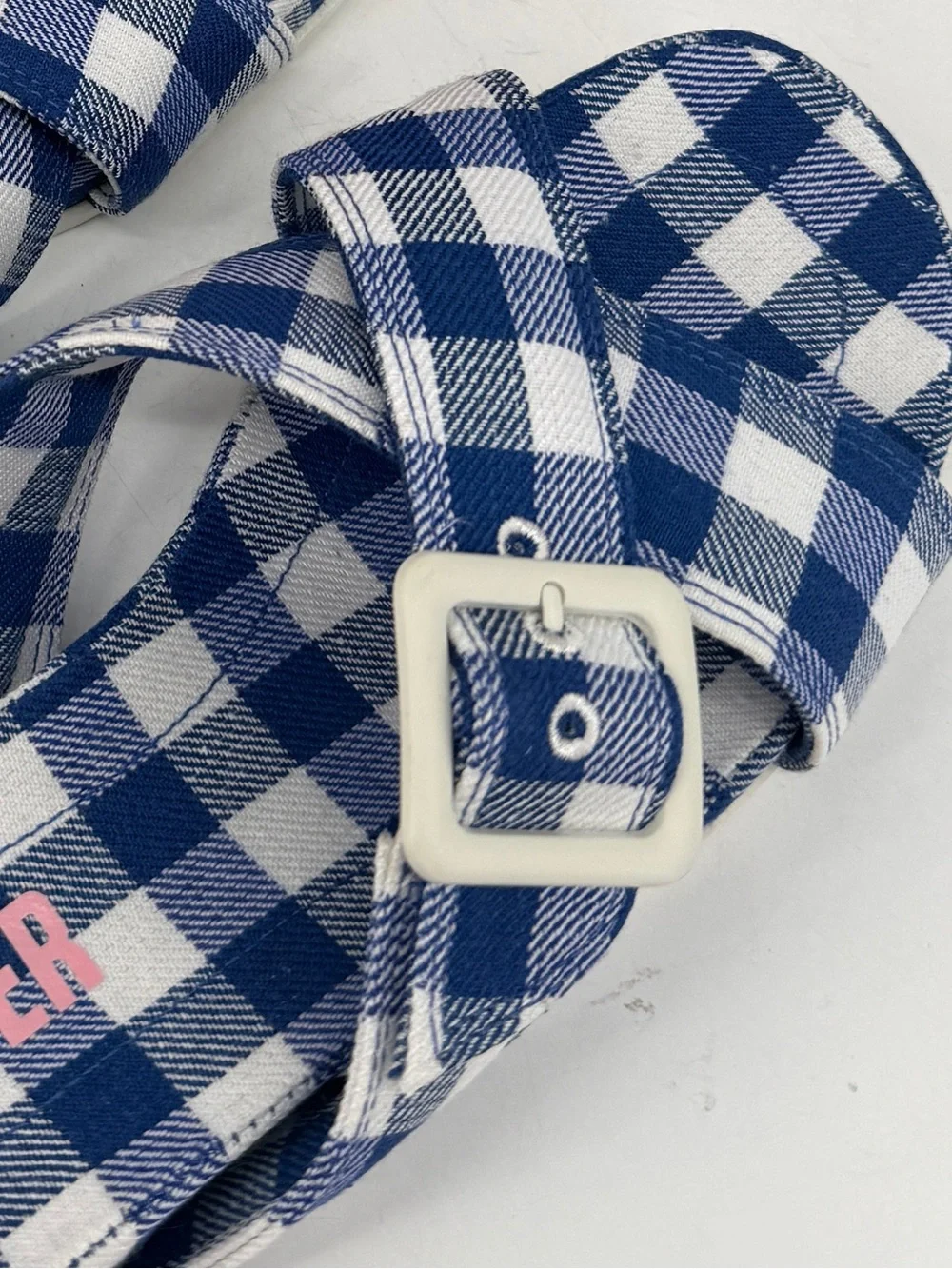 Camper Atonic Navy Gingham Platform Slides Buckle Plaid Sandals EU 37 US7 New - Picture 8 of 16